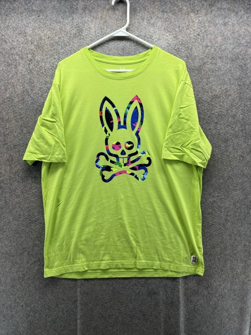 Psycho Bunny Shirt Mens 2XL Green Skull Bunny Graphic Tee Crewneck Pima Cotton 8